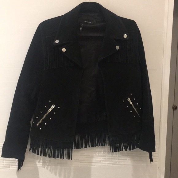 The Kooples Black Suede Fringe Jacket - Picture 2 of 7